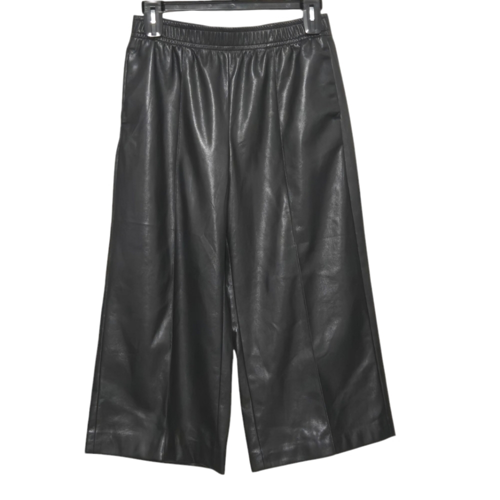 Velvet By GrahamAndSpence Black Faux Leather Wide-Leg Pants Womens Size Medium